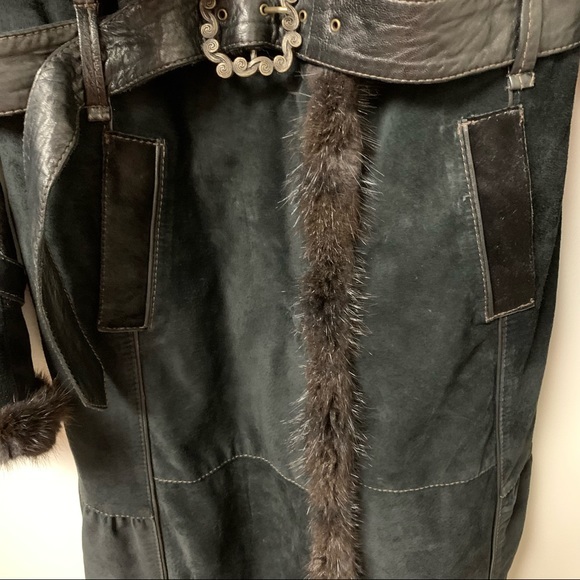 Hexeline Leather Fur Trim‎ Coat Size 12 - Picture 7 of 11